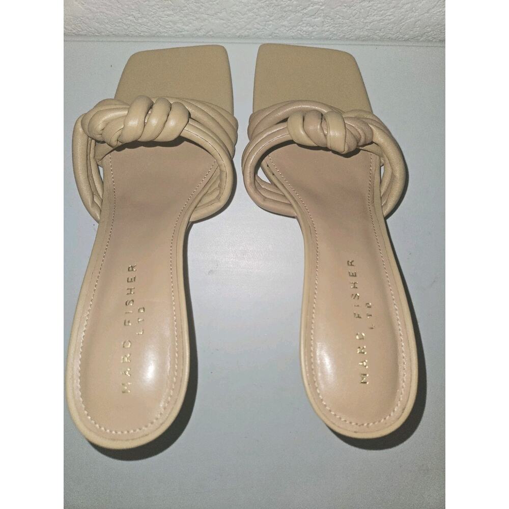 New! Marc Fisher Ltd Notted Heel, Tan Square toe Sandals Sz 10M - Picture 9 of 12